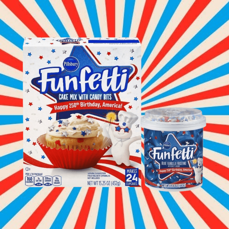 Limited Edition Pillsbury Funfetti Happy 250th Birthday America Cake Mix (15.25 oz) and Blue Vanilla Frosting (15.6 oz)