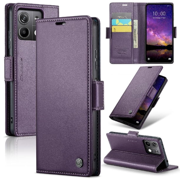 Funda tipo cartera Xiaomi Redmi Note 13 5G con cierre magnético, RFID, tarjetero, soporte, carga inalámbrica