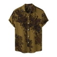 thumbnail image 2 of Vivianyo HD Men's Casual Solid Short Sleeve Hawaii Button Down Shirt Men Casual Fashion Turndown Collar Printing Short Sleeve Button Shirt Tops Blouse, 2 of 9