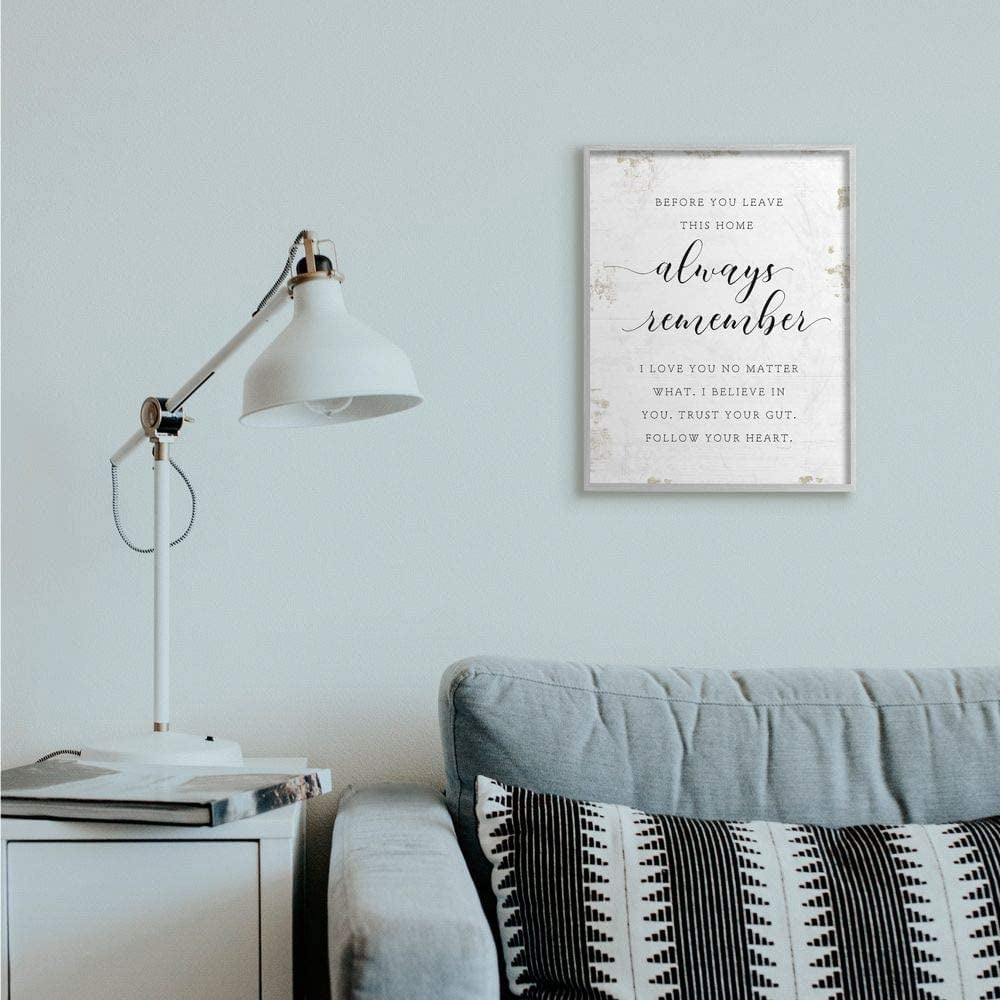 Stupell Industries Always Follow Your Heart Phrase Country Home Charm Graphic Art Gray Framed Art Print Wall Art, 16x20, by Jennifer Pugh