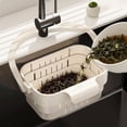 thumbnail image 5 of Foldable Hanging Sink Drain Basket Stretchable Kitchen Colander with Flip Cover Space Saving Food Strainer, Multi-functional Faucet Storage Rack Draining for Fruits Vegetables Utensils(White), 5 of 5