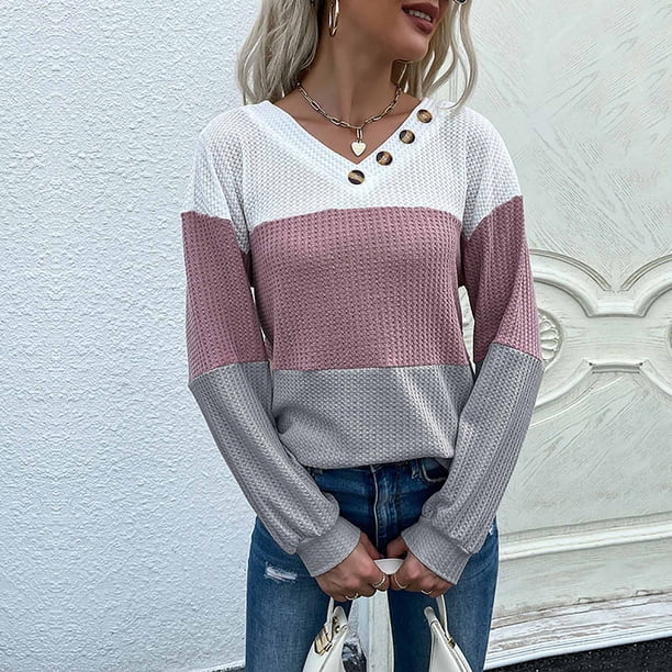 Puntoco-suéter para mujer e invierno, nuevo jersey de manga larga con botones, suéter con cuello en V, liquidación de Navidad Puntoco Puntoco-4128