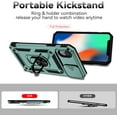 thumbnail image 6 of for iPhone XR Case,with Camera Lens Cover HD Screen Protector,[Military Grade] Ring Car Mount Kickstand Hybrid Hard PC Soft TPU Shockproof Protective Case for iPhone XR-Green, 6 of 11