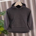thumbnail image 2 of AWZXDE Childrens Sweater with Hood Solid Color Long Sleeve Pockets Thick Warm Knit for Autumn Winter Casual Wear and Outdoor Wear Grey，3-4 Years, 2 of 4