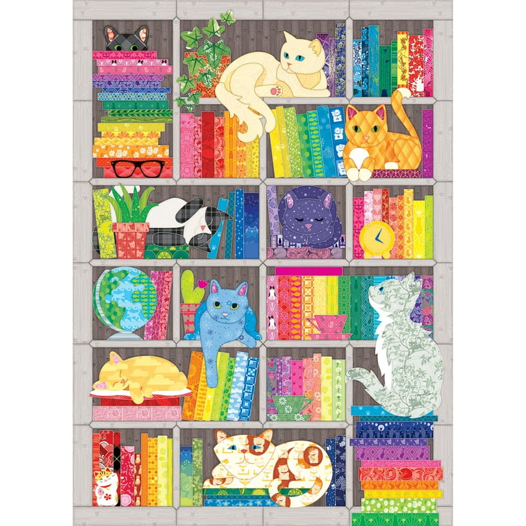 Cobble Hill 1000 Piece Puzzle Rainbow Cat Quilt Reference