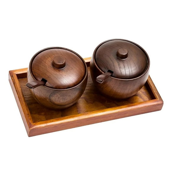 Easter Clearance! 1 Set Of Wooden Sugar Bowl Sugar Bowl Sugar Bowl with Lid and Spoon As Described