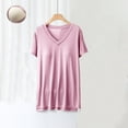 thumbnail image 2 of Timegard Womens Tops with Built in Bra V-Neck Short Sleeve Side Split Loose Soft Sleepwear Casual Pajamas Tops, 2 of 5