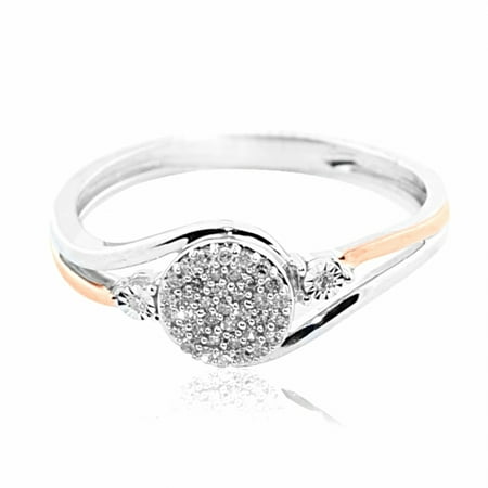 10K White and Rose Gold 0.15cttww Diamond Promise Engagement Ring Swirl