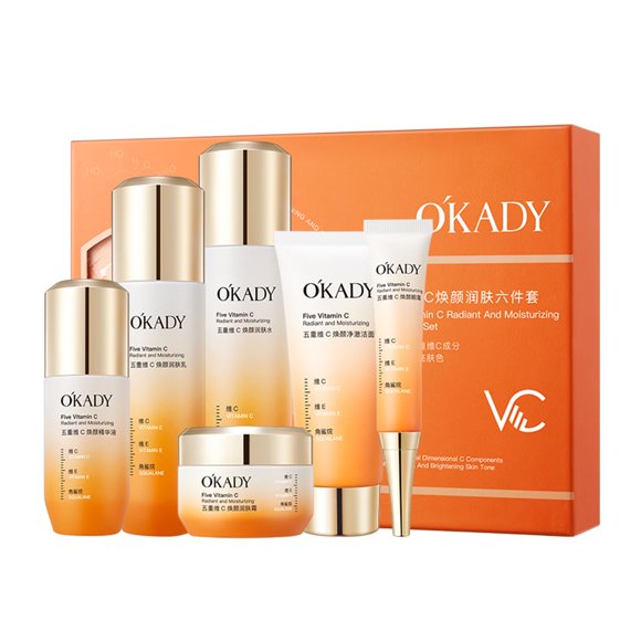 Set de cuidado de la piel OKADY Vitamina C con limpiador, tónico, sérum y más