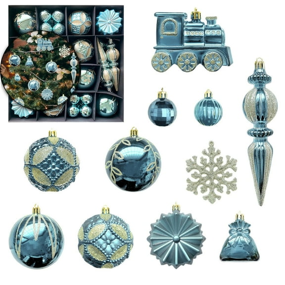 VQPeo 60 Pack Plastic Christmas Balls, Metal Buckle Hanging Ornament Set, Vintage Tree Pendants for Festive Holiday Decor