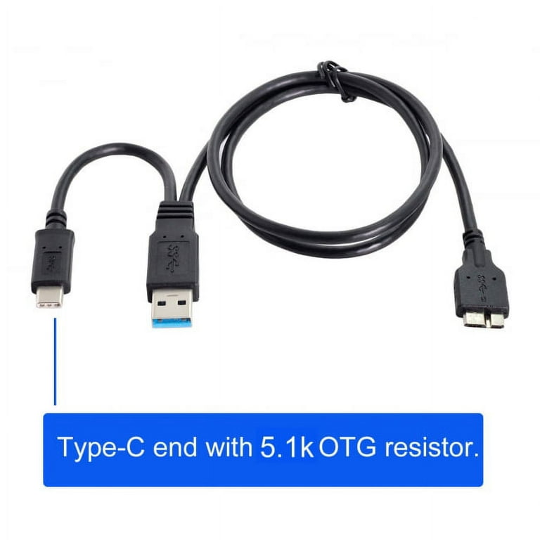 CY Type-C USB-C to USB 3.0 Male & USB 2.0 Dual Data Y Cable for Laptop &  Hard Disk 60cm