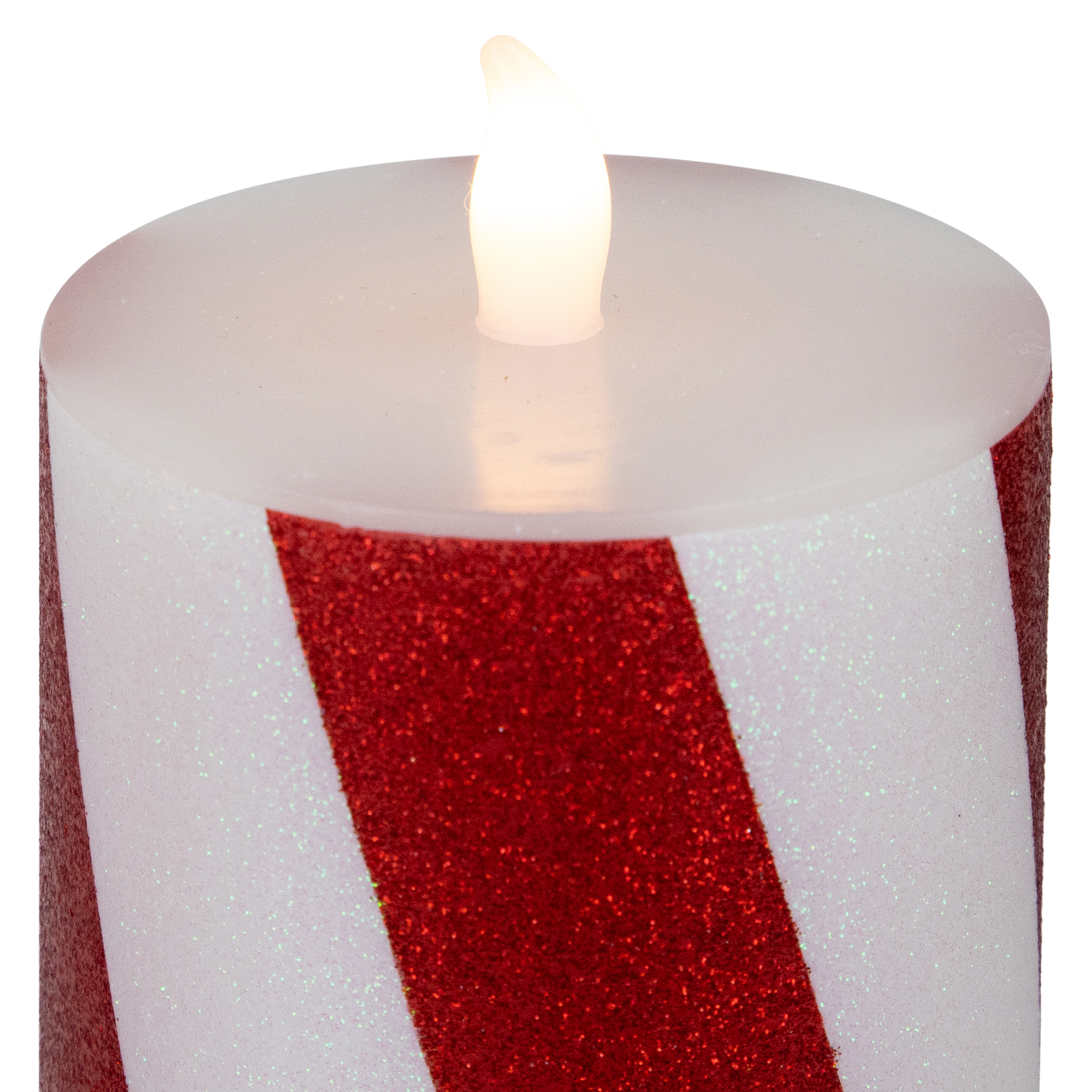 Northlight LED Flameless Flickering Candy Cane Wax Pillar Christmas Candles - 6" - Set of 3