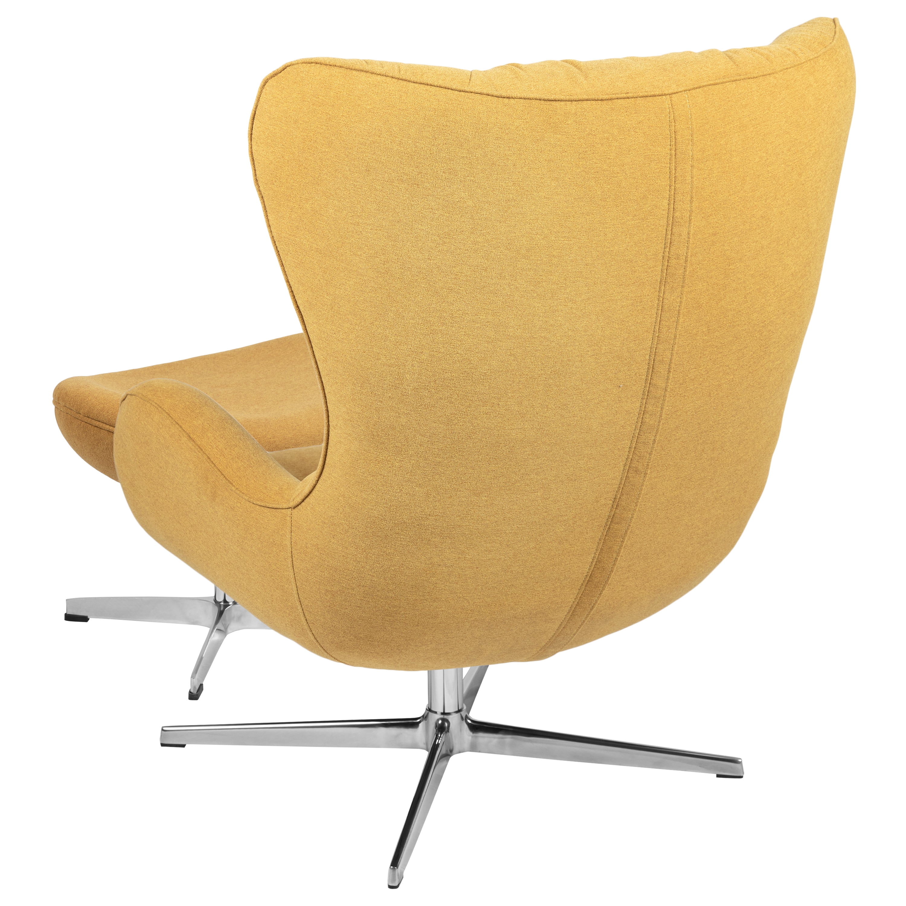 Citron Fabric Swivel Wing Chair and Ottoman Set