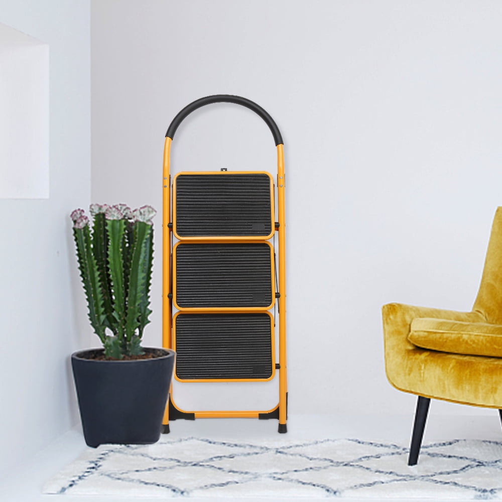 Private Jungle Folding 3 Step Ladder Portable Space Saving Lightweight Ladders with Sturdy Steel and Anti-Slip Wide Pedal, Multi-Use for Household, Market, Office (330 Lb) Private Jungle Folding 3 Step Ladder Portable Space Saving Lightweight Ladders with Sturdy Steel and Anti-Slip Wide Pedal, Multi-Use for Household, Market, Office (330 Lb)