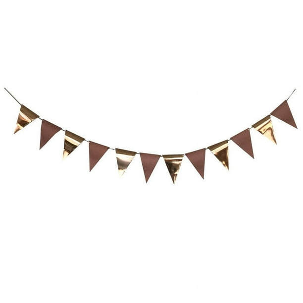 Nvzi Paquete de 2 banderines triangulares de oro rosa para decoración de fiestas, banderines para Año Nuevo,banderas de graduación, 12 unidades, 10 pies