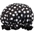 thumbnail image 1 of ORUYROP allydrew Bonnets de Douche Imperméables Réutilisables pour Femmes pour Cheveux Longs, Points Noirs et Blancs, 1 of 4