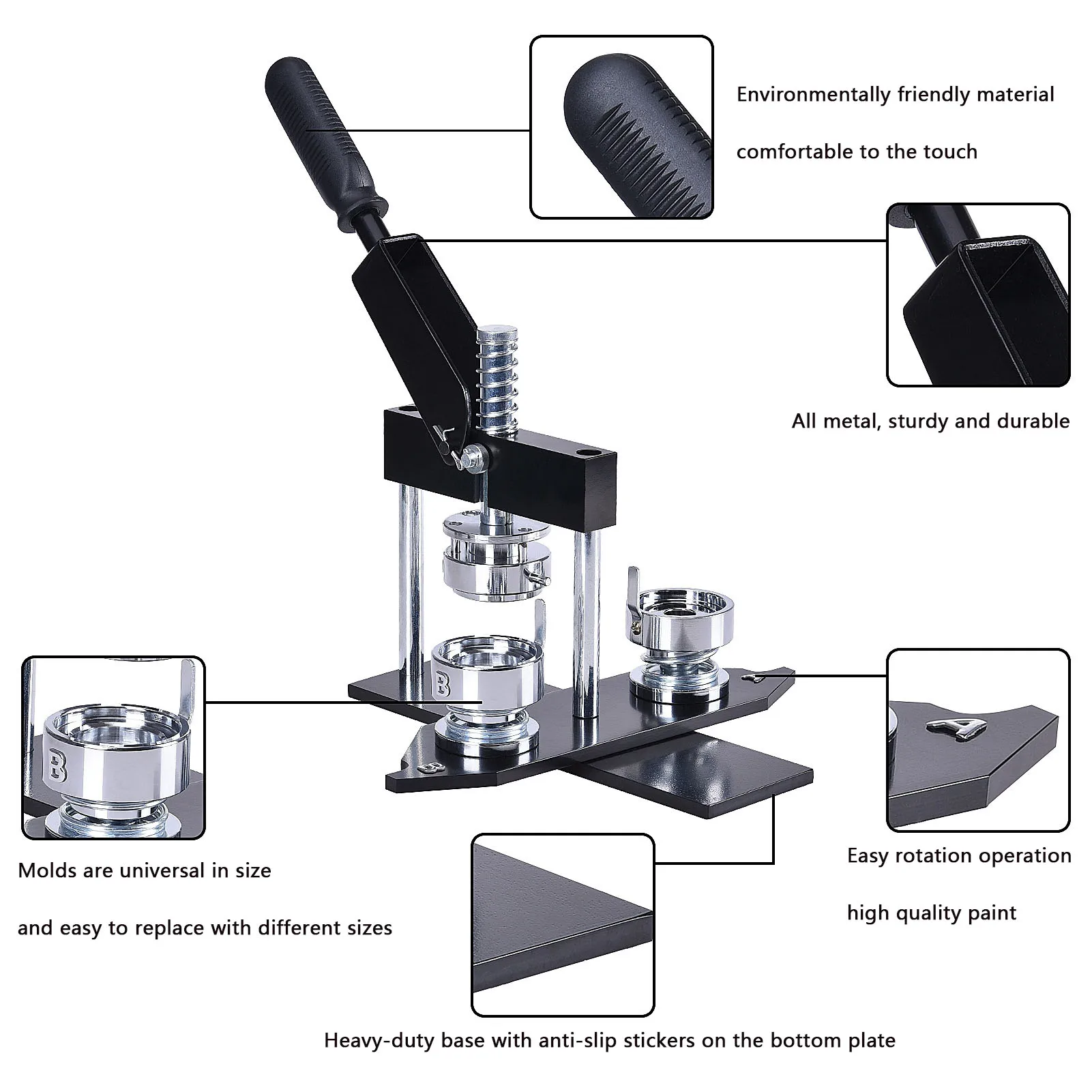 58mm Button Maker Set Professional Manual Pin Badge Making Machine Including Metal Mold ,Beginner-Friendly