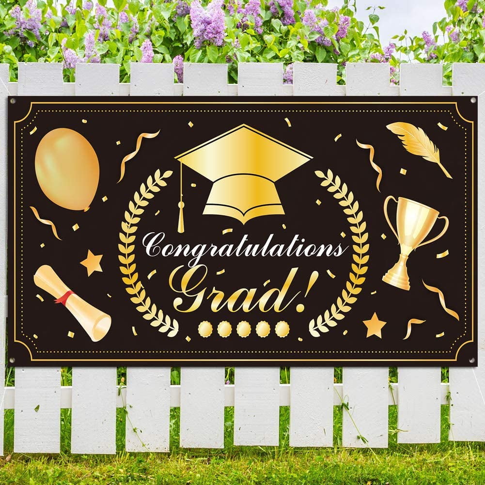GIANT Graduation Grad Congratulations Party Banner BIG Sign Personalized 5' NEW 
