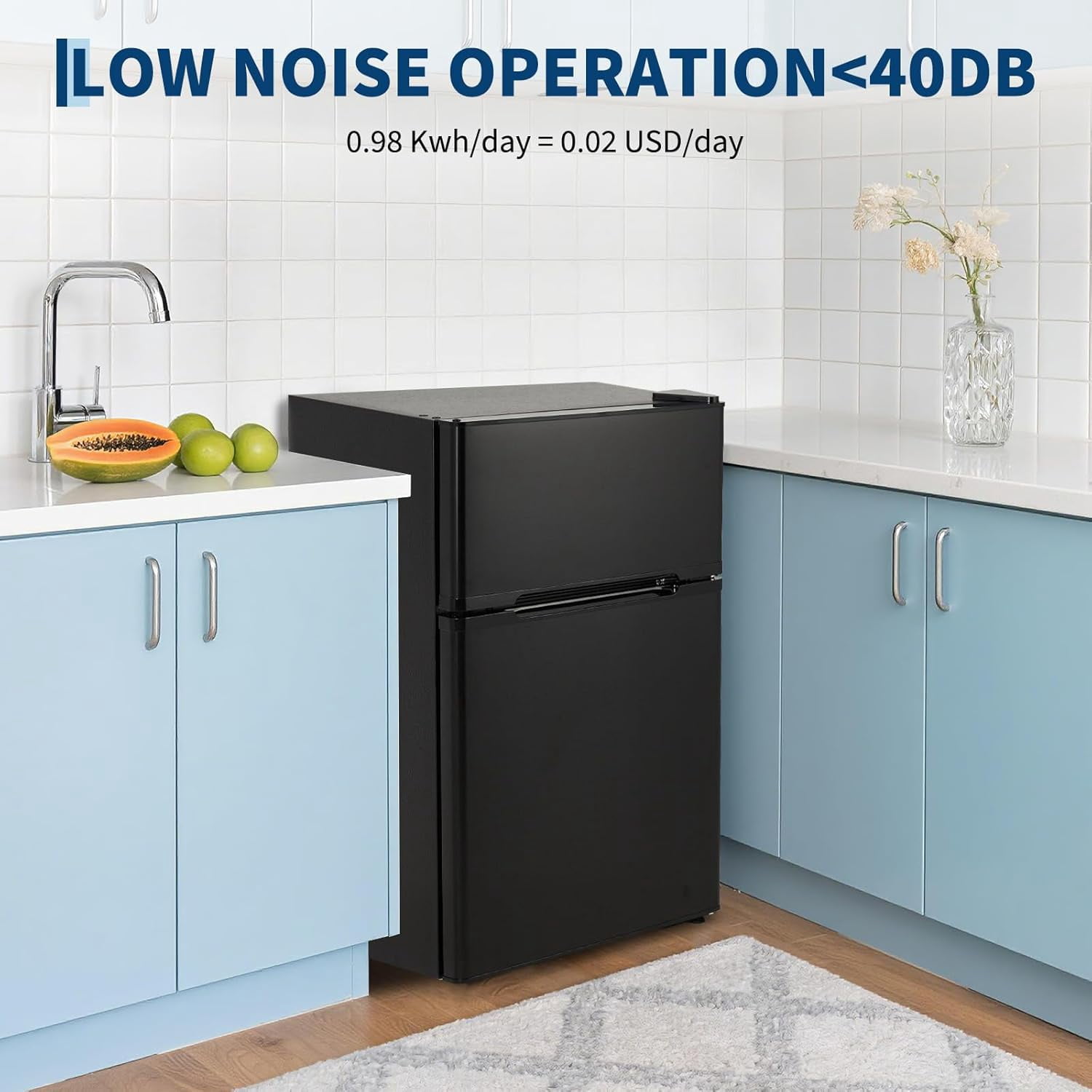 YUSAZENS Mini Fridge with Freezer, Compact Refrigerator with Adjustable Thermostat, Low Noise Operation for Bedroom, Dorm and Apartment