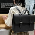thumbnail image 5 of Vintage PU Leather Briefcase Large Capacity Adjustable Strap Briefcase Backpack for Daily Life Black L, 5 of 8