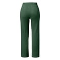 thumbnail image 4 of YFELWZ Womens Plus Size Loose Drawstring Button Casual Wide Leg Long Pants Solid Color Linen Trousers Dark Green M, 4 of 4