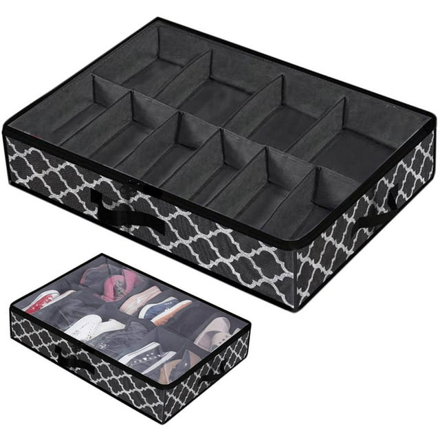 POINTERTECK sous le Lit Chaussure Rangement Organisateur Réglable Diviseurs Renforcé Poignée Matériaux Robustes et Respirants sous le Lit Solution de Stockage pour les Enfants Hommes et Femmes Chaussures Grande Économie d'Espace