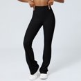 thumbnail image 4 of Women's Flare Yoga Pants - High Waisted Leggings, Bootcut Workout Casual Pants, 80% Polyester 20% Spandex, Solid Color Design, 4 of 4