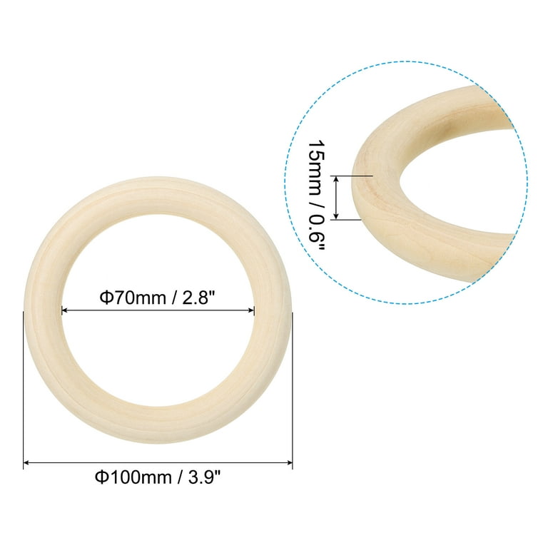10 Pcs 150mm Unfinished Wooden Rings for Craft, 6 inch Diameter Nature Solid Wood Rings for DIY Crafts Without Paint, Macrame Wooden Rings for Ring