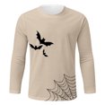 thumbnail image 5 of Halloween Gift for Men T Shirt for Men Halloween Batnet Long Sleeve Crewneck Top Novelty Tee for Seasonal Fashion Khaki XL, 5 of 5