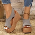 thumbnail image 3 of Mostsola Women's Fashion Sandals Peep Toe Textured Mesh Platform Wedge Slingback Walking Shoes, 3 of 9
