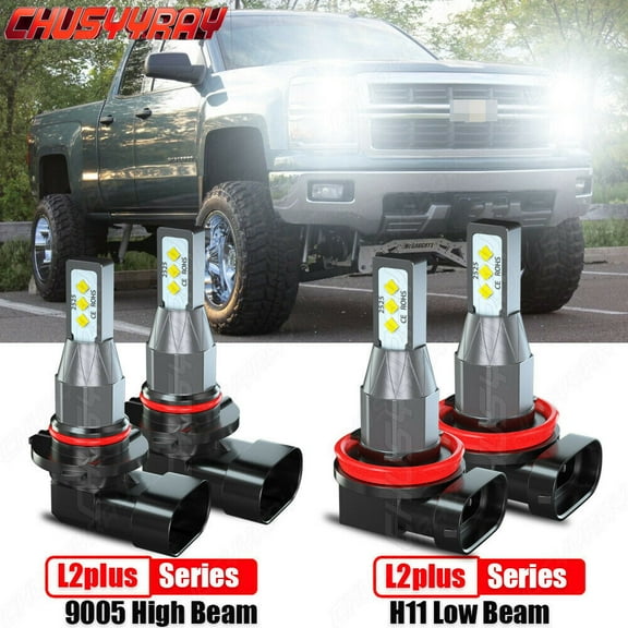 4X LED Headlight Kit Bulbs for Chevy Silverado 1500 2007-2015 2016 Hi-Low Beam