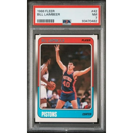 Graded 1988 Fleer Bill Laimbeer #42 Basketball Card PSA 7 Near Mint