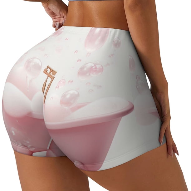 Fotbe Cute Bathtub Shorts Sin Costuras – Shorts Deportivos de Cintura Alta para Mujer, Elásticos para Gimnasio, Yoga, Running o Ciclismo-X-Large