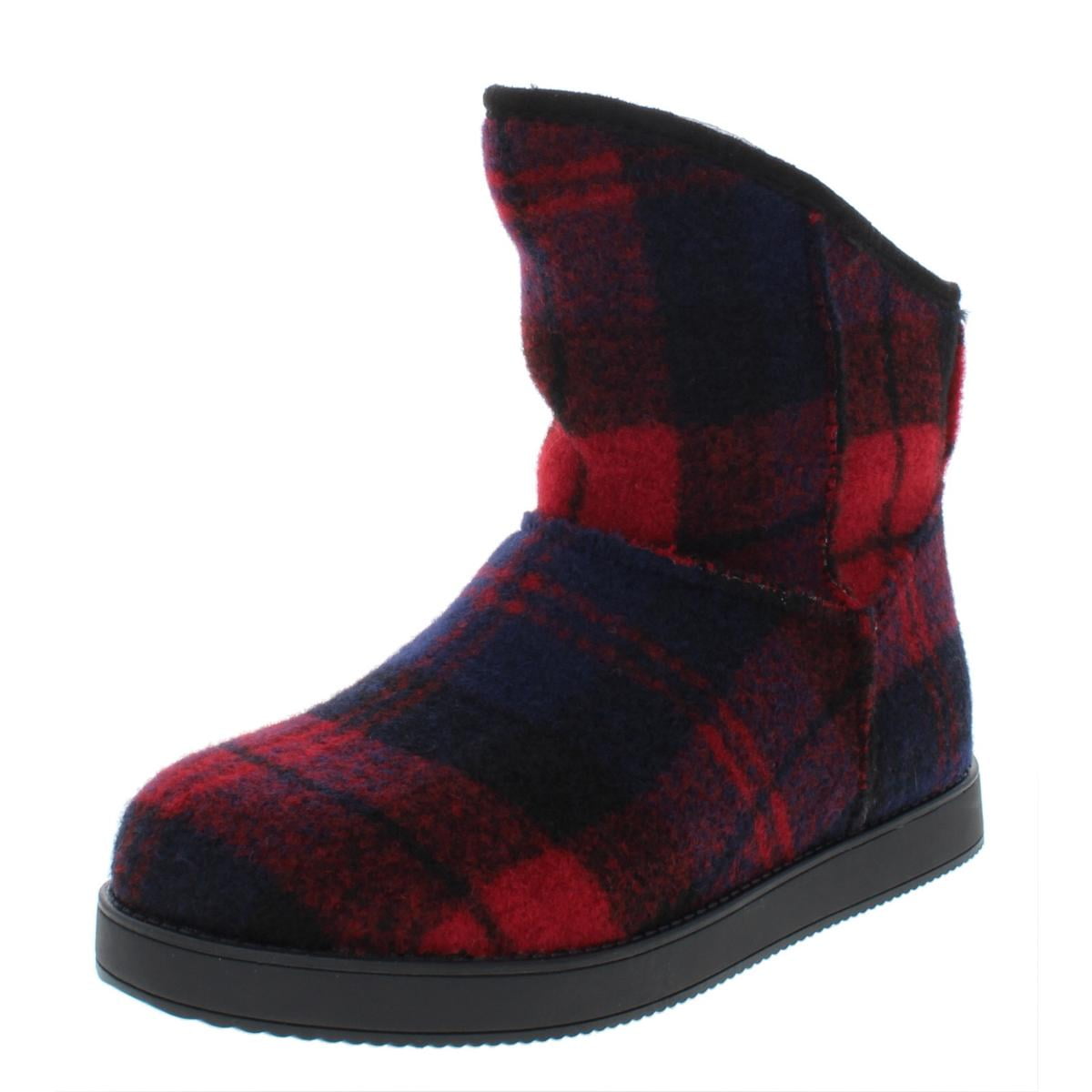 plaid booties womens