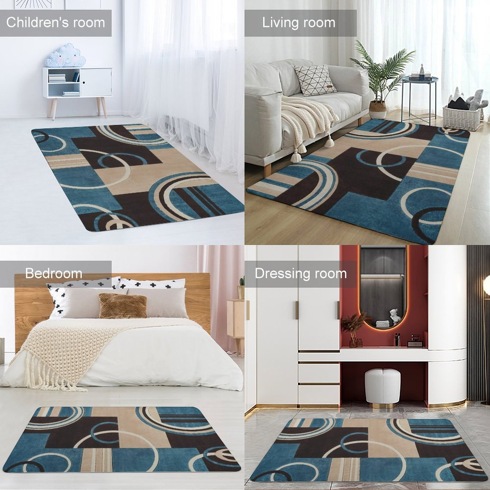 Modern Geometric Carpet for Home Decoration Soft Comfy Rugs for Bedroom Room Living Room Bathroom Entrance Door Non-slip Comfort Mat 63"x 79"