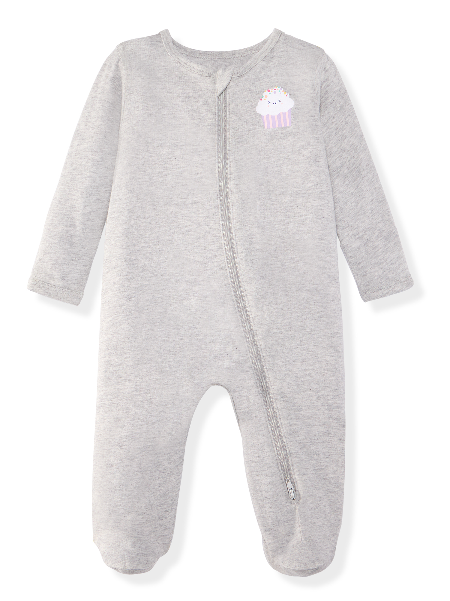 Garanimals Baby Girl Cotton Footed Sleep & Play Pajamas, Graphic Prints, 2-Pack, Sizes Newborn - 9M
