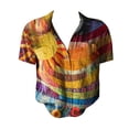 thumbnail image 4 of Bovemsi Women Cotton Shirt Printed Fashion Down Shirts Casual Tops Short Sleeve Blouse, Multi-Color Women's Summer Shirts, L, 4 of 4
