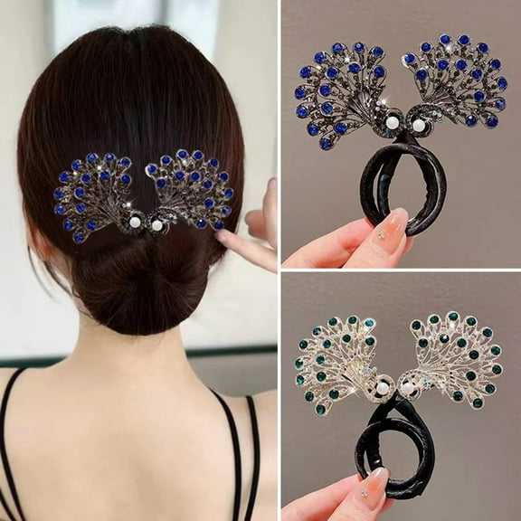 HEVIRGO Peacock Shape Hair Clip Bun Maker Women Peacock Hairstyle Twist Hair Curler Bun Maker Easy Fast Snap Roll Hair Tool for Long Hair