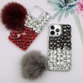 thumbnail image 7 of Compatible with iPhone 15 Pro Max Bling Case Luxury 3D Sparkle Diamond Crystal Rhinestones for Women Girls Glitter Case with Cute Plush Furry Ball Pendant Shockproof Protective Cover, Red, 7 of 7