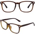 thumbnail image 1 of Happy Store CN82 Large Oversized Bold Frame UV 400 Clear Lens Horn Rimmed Glasses,Brown Gold, 1 of 5