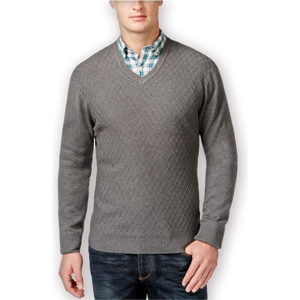 Suéter de punto Club Room con cuello en V para hombre Gris Pequeño