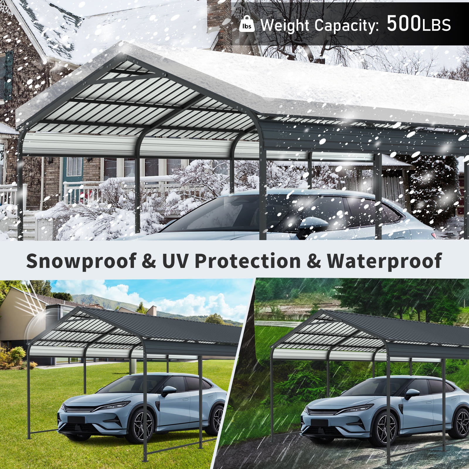 CarButler 12x21ft Metal Heavy Duty Carport Outdoor Canopy Large Garage with Galvanized Steel Roof and Frame for Driveway Car,Truck