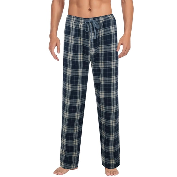 Ceisia Men's All-Season Brushed Warm Pants Gift - Casual Check Elastic Waist Drawstring Home Pocket Long Pants