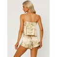 thumbnail image 3 of Unique Bargains Womens Satin Lounge Floral Cami Tops with Shorts Pajamas Sleepwear Sets, 3 of 5