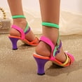 thumbnail image 4 of Women's Strappy Heeled Sandals Neon Multicolor Open Toe Stiletto High Heels with Ankle Strap Party Prom Date Night Dressy Shoes Multicolour Size 6.5, 4 of 6
