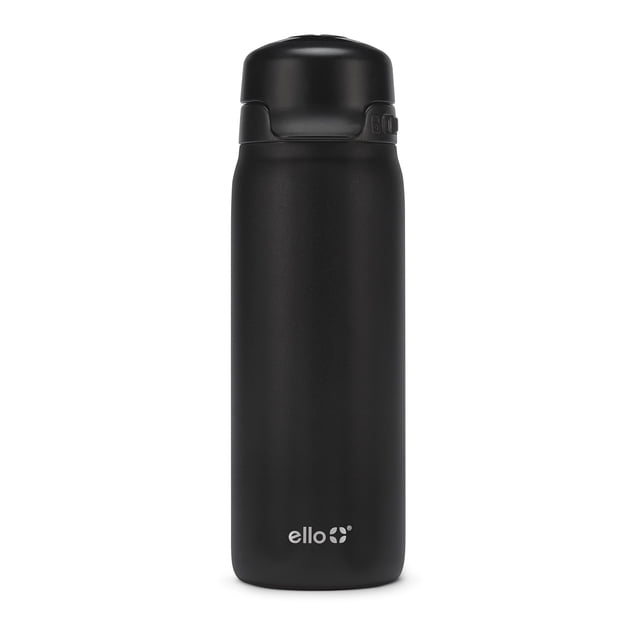 Bouteille d'eau Ello 18 oz Flip & Fill en acier inoxydable noir