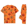 thumbnail image 5 of OIOLOYJM Matching Family Halloween Pajamas Set Cute Ghost Pumpkin Spider Graphic Soft Comfortable Two-Piece Sleepwear Novelty Holiday Party Fashion Short Sleeve Loungewear Pajamas S, 5 of 9