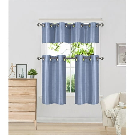 K7 Slate Blue 3-Piece Insulated Blackout Curtain Treatment with