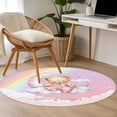 thumbnail image 5 of Bears 3ft Area Rug, Cute Rainbow Clouds Moon Pink Purple Washable Non-Slip Small Round Rugs for Entryway Bedroom Kitchen, Soft Circle Carpet for Dining Room, Playroom Nursery Rug, 5 of 9