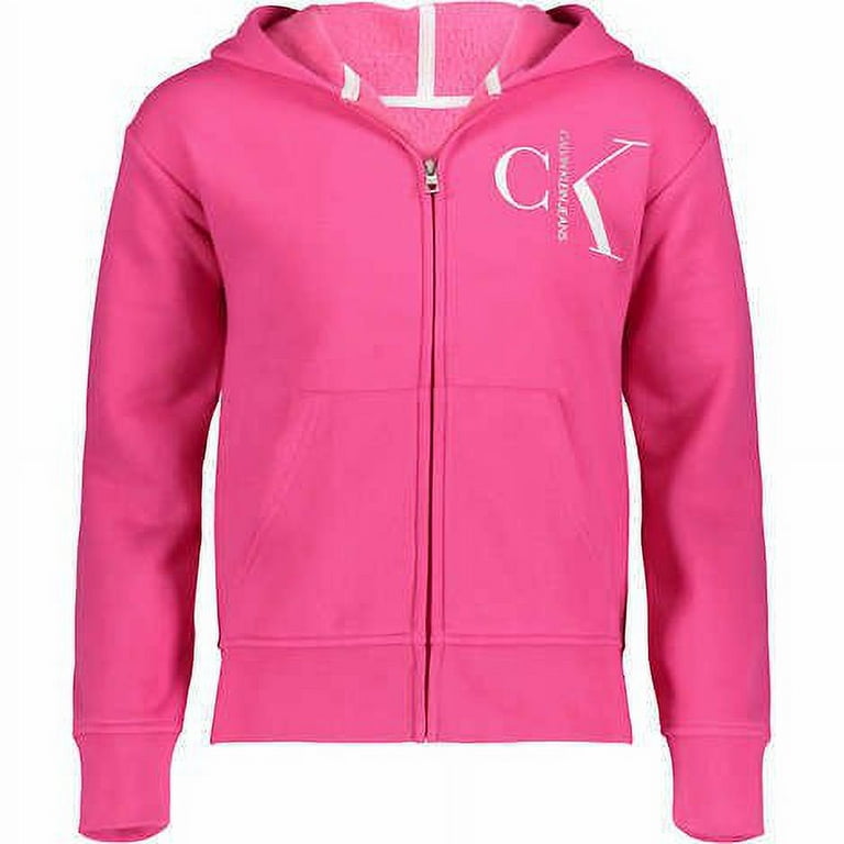 Calvin Klein Jeans Girl s Youth Full Zip Cotton Blend Logo Print Hoodie Jacket Large Walmart